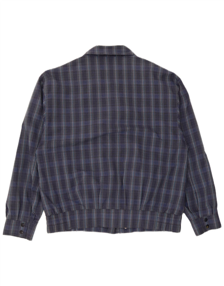 Jaqueta bomber masculina vintage IT 50 grande poliéster xadrez azul marinho