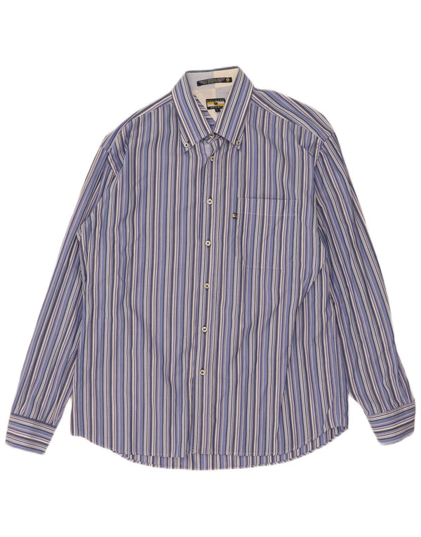 Camisa masculina Navigare grande algodão listrado azul
