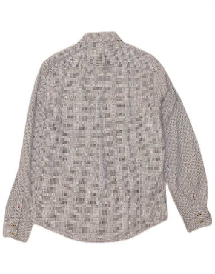 Camisa masculina Zara grande algodão manchado branco