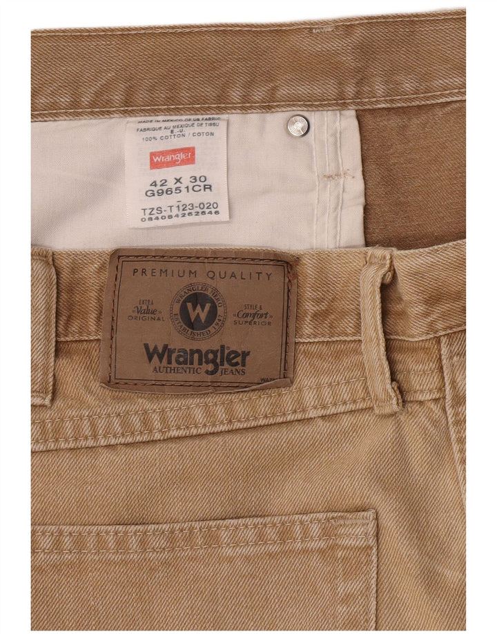Wrangler Mens Straight Jeans W42 L30 Algodão Bege