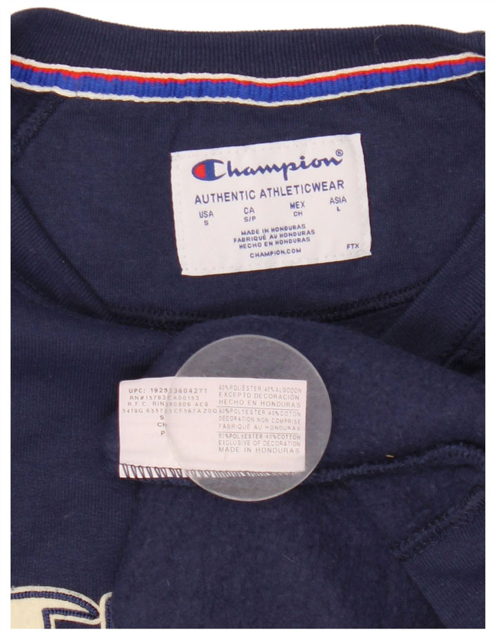 Champion feminino gráfico oversized moletom jumper Reino Unido 10 pequeno azul marinho