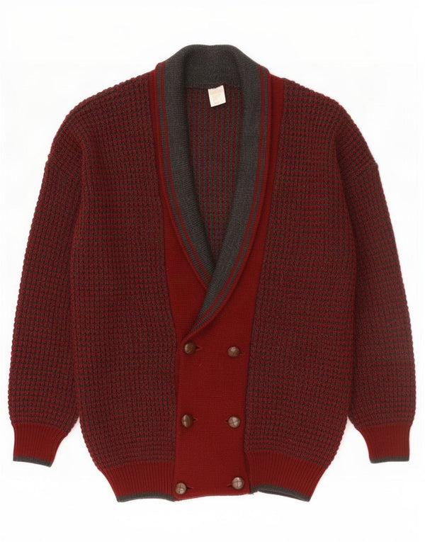 Suéter Cardigan Masculino Vintage IT 48/50 Lã Borgonha Média
