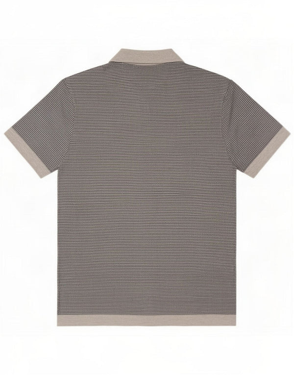 Zara Mens Polo Shirt XL Grey Pinstripe
