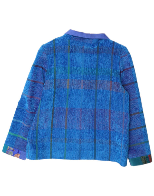 Jaqueta blazer feminina vintage de 4 botões Reino Unido 14 listrado azul médio