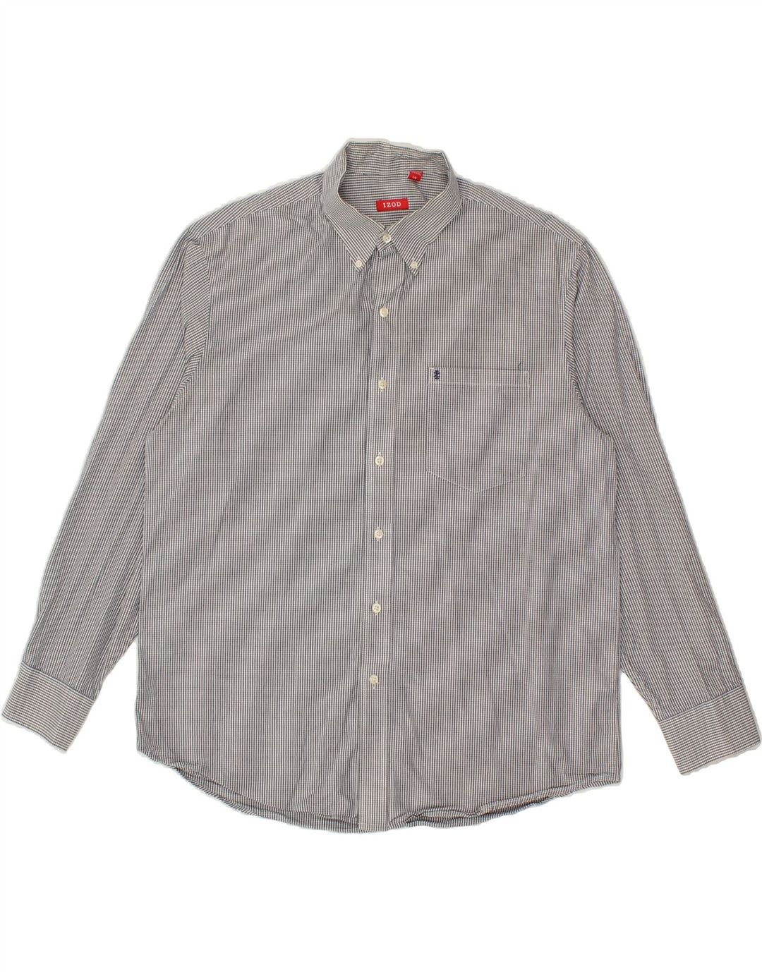IZOD Mens Shirt Large Grey Gingham Cotton Vintage Izod and Second-Hand Izod from Messina Hembry 