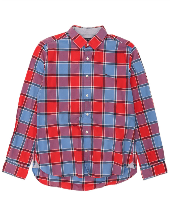 Camisa masculina Tommy Hilfiger média xadrez multicolorida de algodão