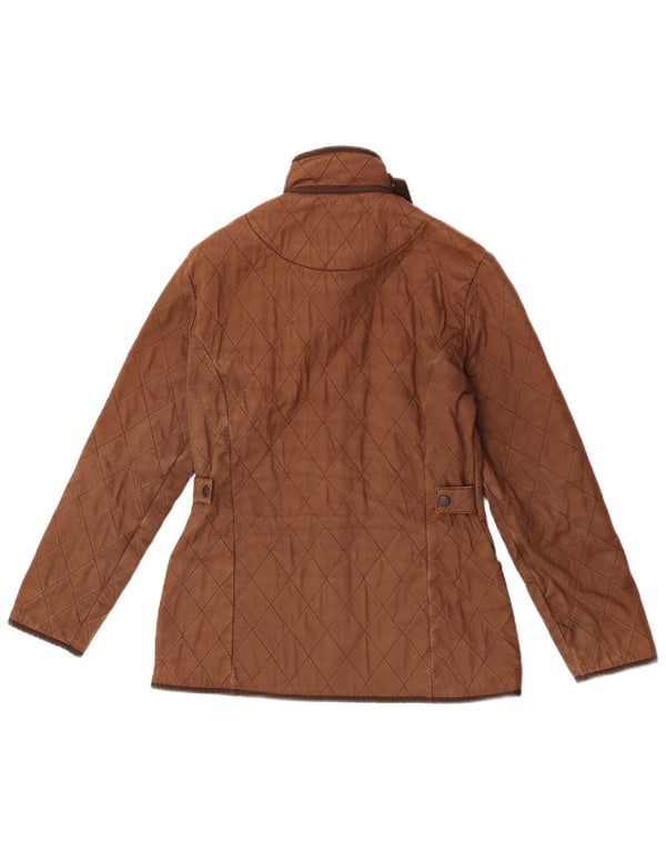 Jaqueta acolchoada feminina Barbour UK 10 algodão marrom pequeno