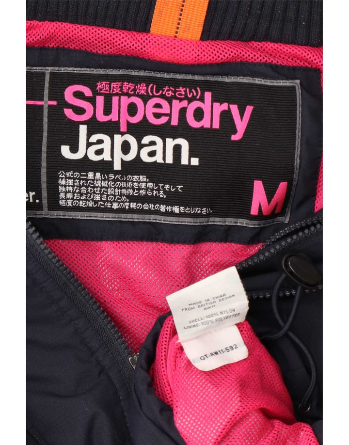Jaqueta de chuva feminina Superdry UK 14 médio azul marinho nylon