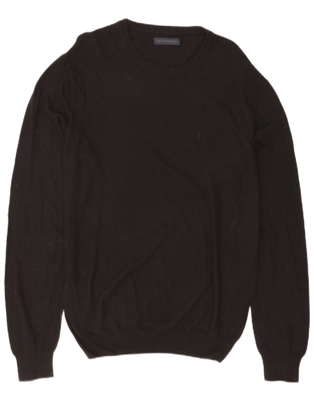TRUSSARDI Suéter masculino com gola canoa grande poliamida preta