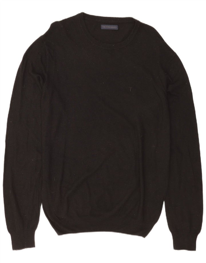 TRUSSARDI Suéter masculino com gola canoa grande poliamida preta