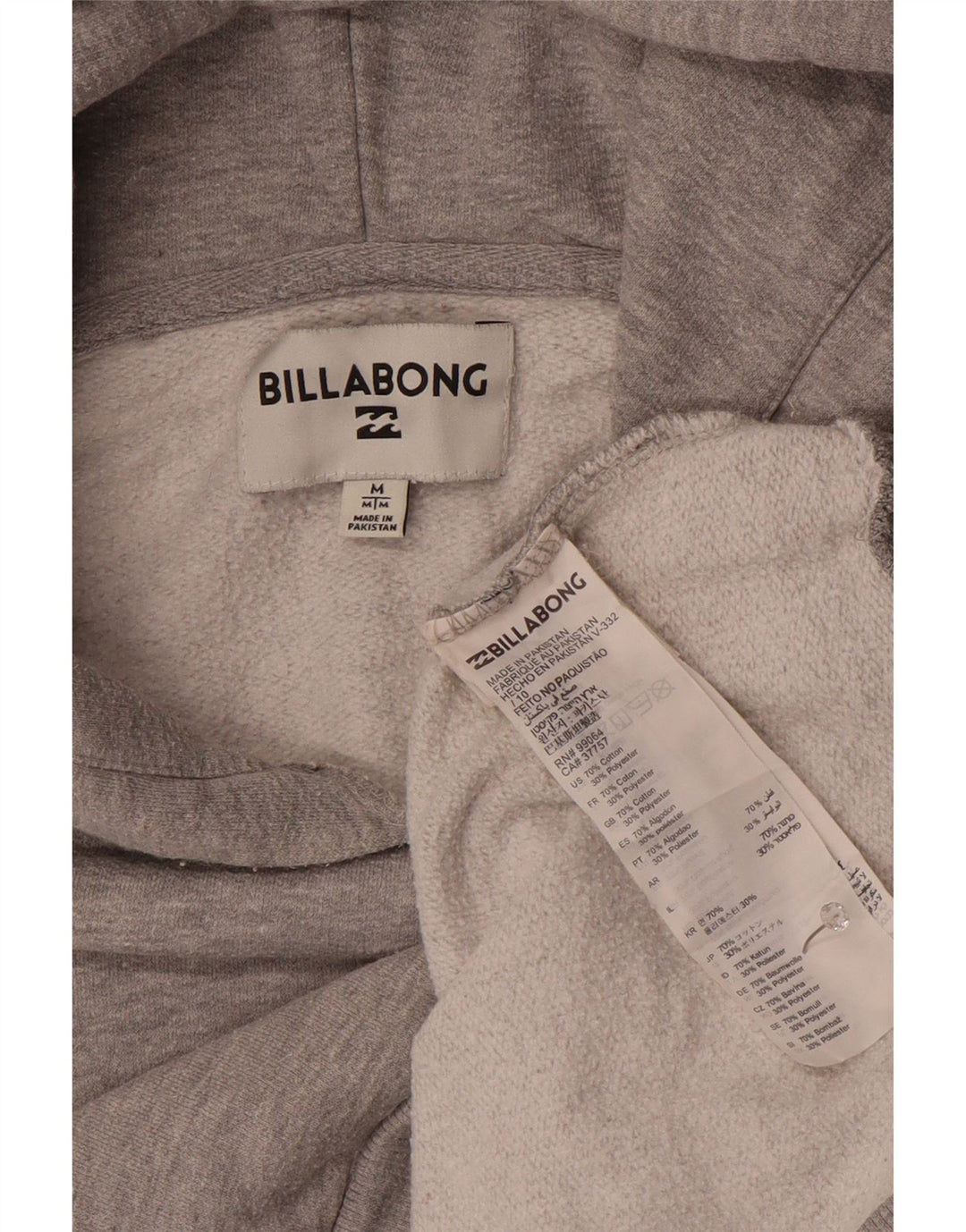Suéter masculino Billabong com capuz e algodão cinza médio