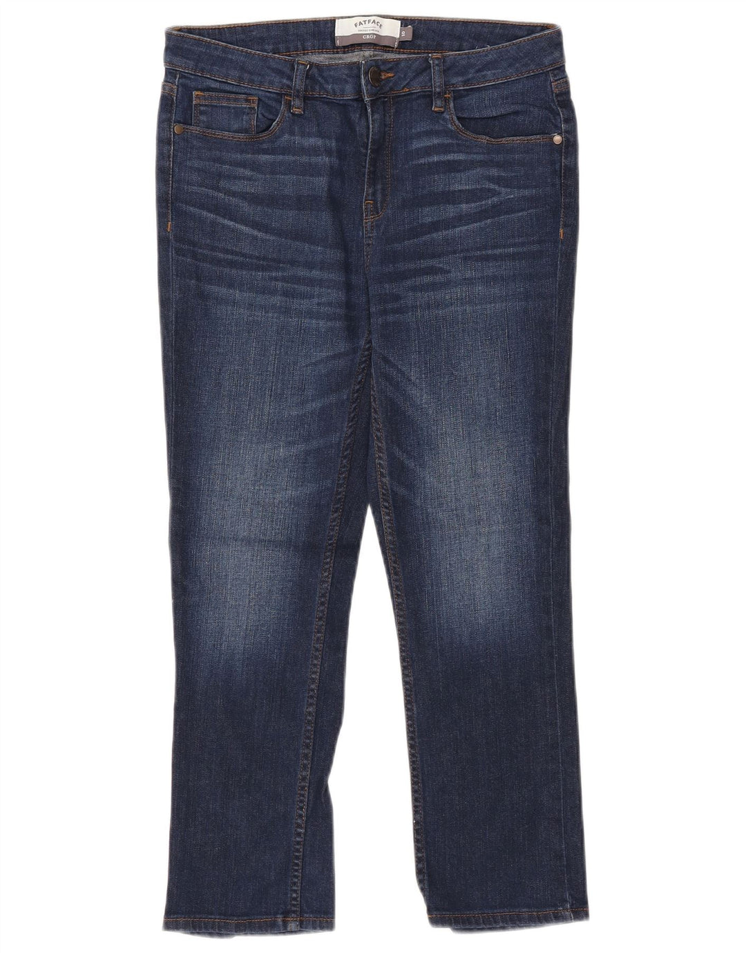 Calça jeans feminina Fat Face Slim Cropped Reino Unido 10 Pequeno W30 L24 Azul Algodão