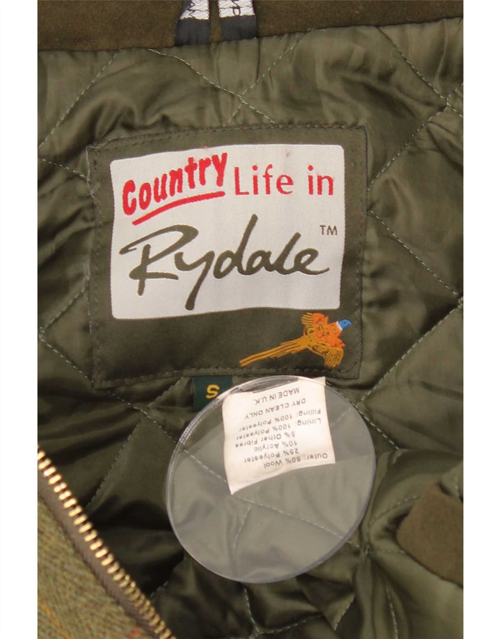 Jaqueta corta-vento masculina Rydale UK 36 pequena lã xadrez cáqui