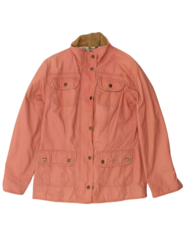 Jaqueta feminina de algodão encerado Barbour UK 12 rosa médio