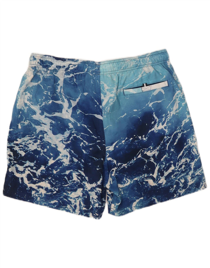 Shorts de natação masculino Marks & Spencer com padrão abstrato grande poliéster azul