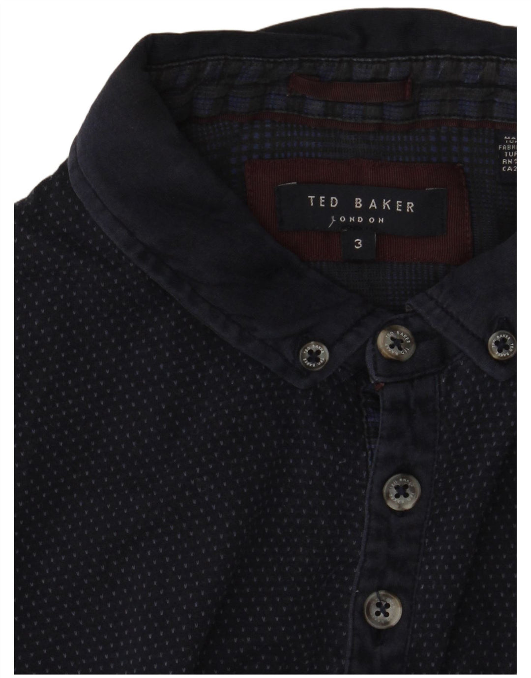 Camisa polo masculina Ted Baker tamanho 3 médio azul marinho
