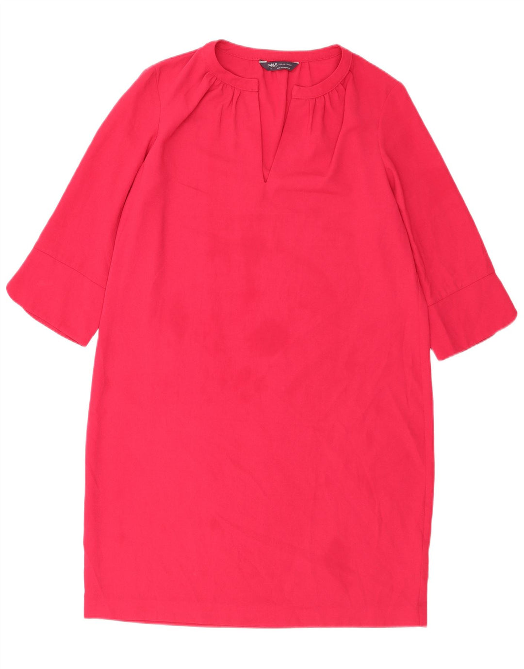 Vestido feminino Marks & Spencer manga 3/4, Reino Unido 14, grande, rosa, poliéster