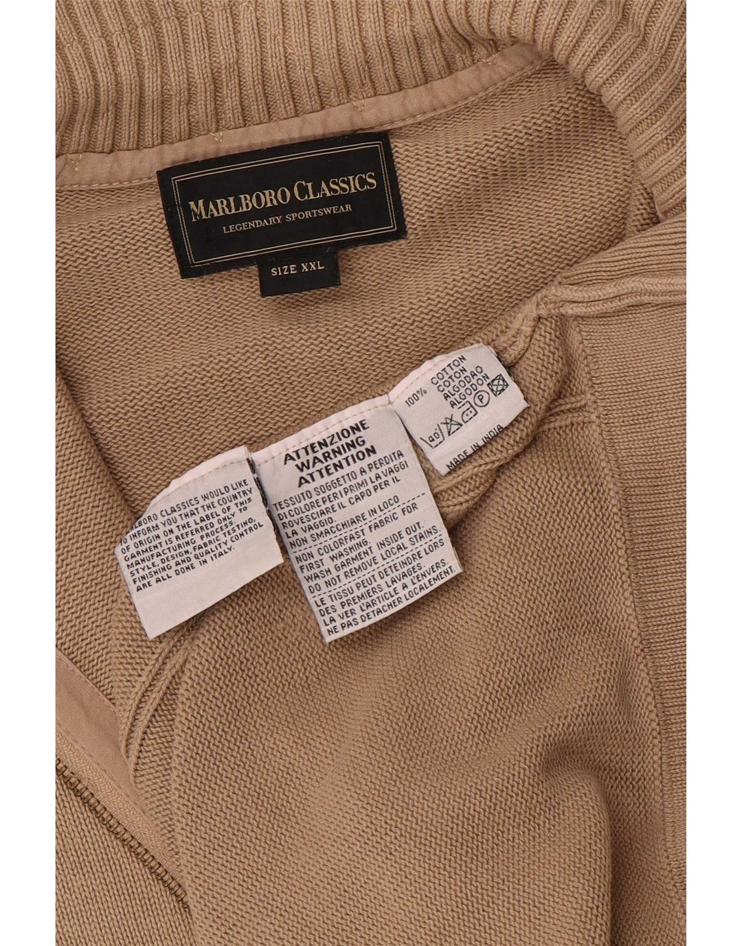 Suéter cardigã masculino Marlboro Classics 2XL algodão bege