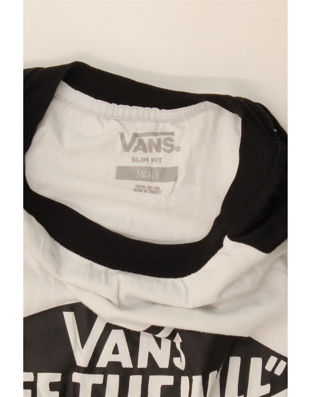 VANS Masculino Slim Fit Graphic Top Manga 3/4 Pequeno Branco Colorblock Algodão