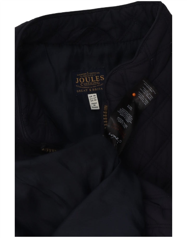 JOULES Colete acolchoado feminino UK 14 grande poliéster azul marinho