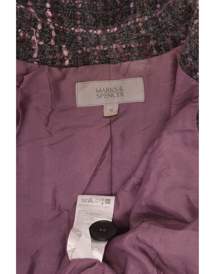 Jaqueta blazer feminina de 1 botão Marks & Spencer Reino Unido 10 pequena xadrez cinza