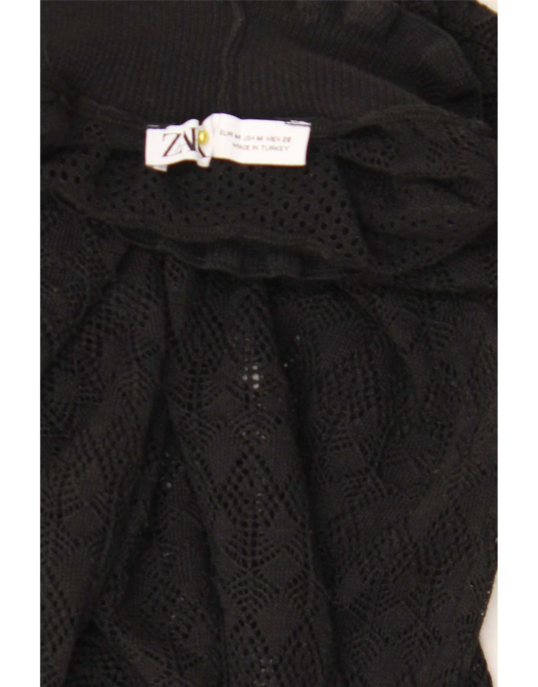 Zara Suéter feminino transparente com gola tartaruga Reino Unido 12 médio preto