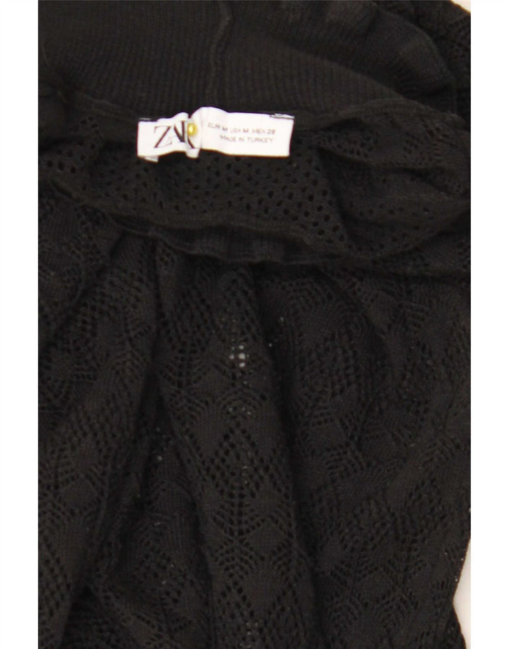 Zara Suéter feminino transparente com gola tartaruga Reino Unido 12 médio preto
