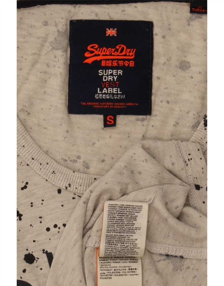Superdry Mens Graphic Vest Top Pequeno Algodão Manchado Cinza