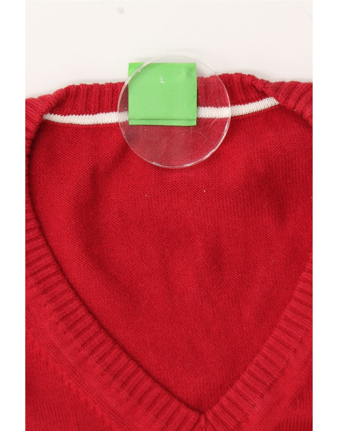 Suéter masculino HUGO BOSS gráfico com decote em V grande bloco colorido vermelho