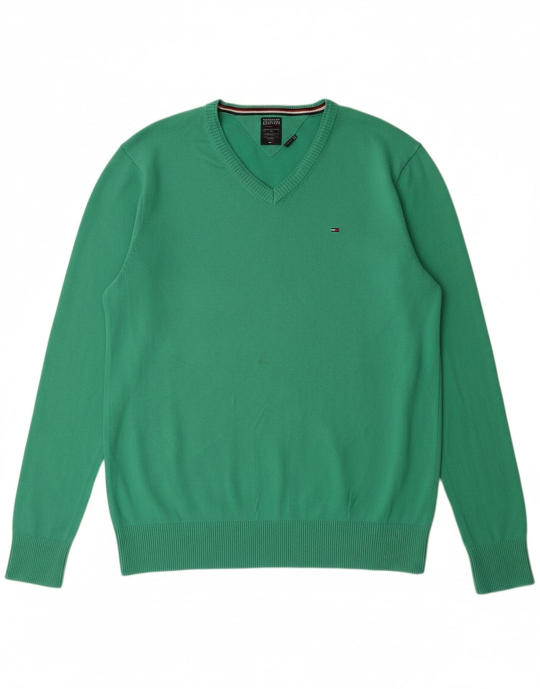 TOMMY HILFIGER Suéter masculino com decote em V 2XL algodão verde clássico