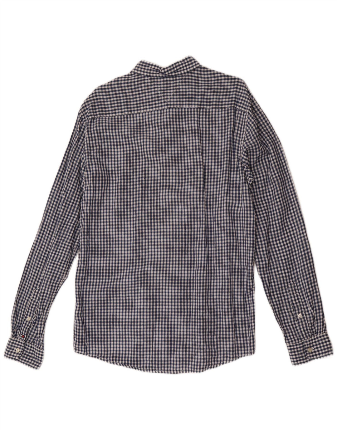 Camisa masculina Tommy Hilfiger média azul gingham linho