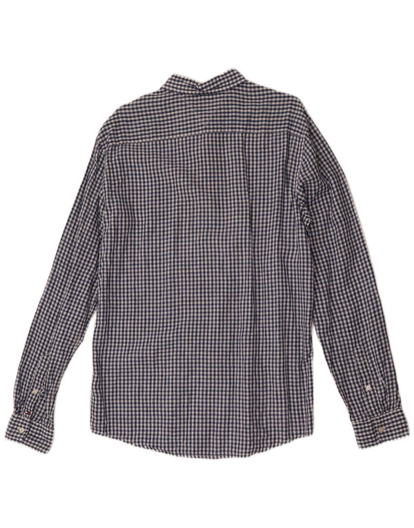 Camisa masculina Tommy Hilfiger média azul gingham linho