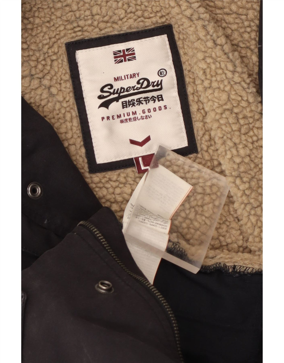 Jaqueta utilitária masculina Superdry UK 40 grande algodão preto