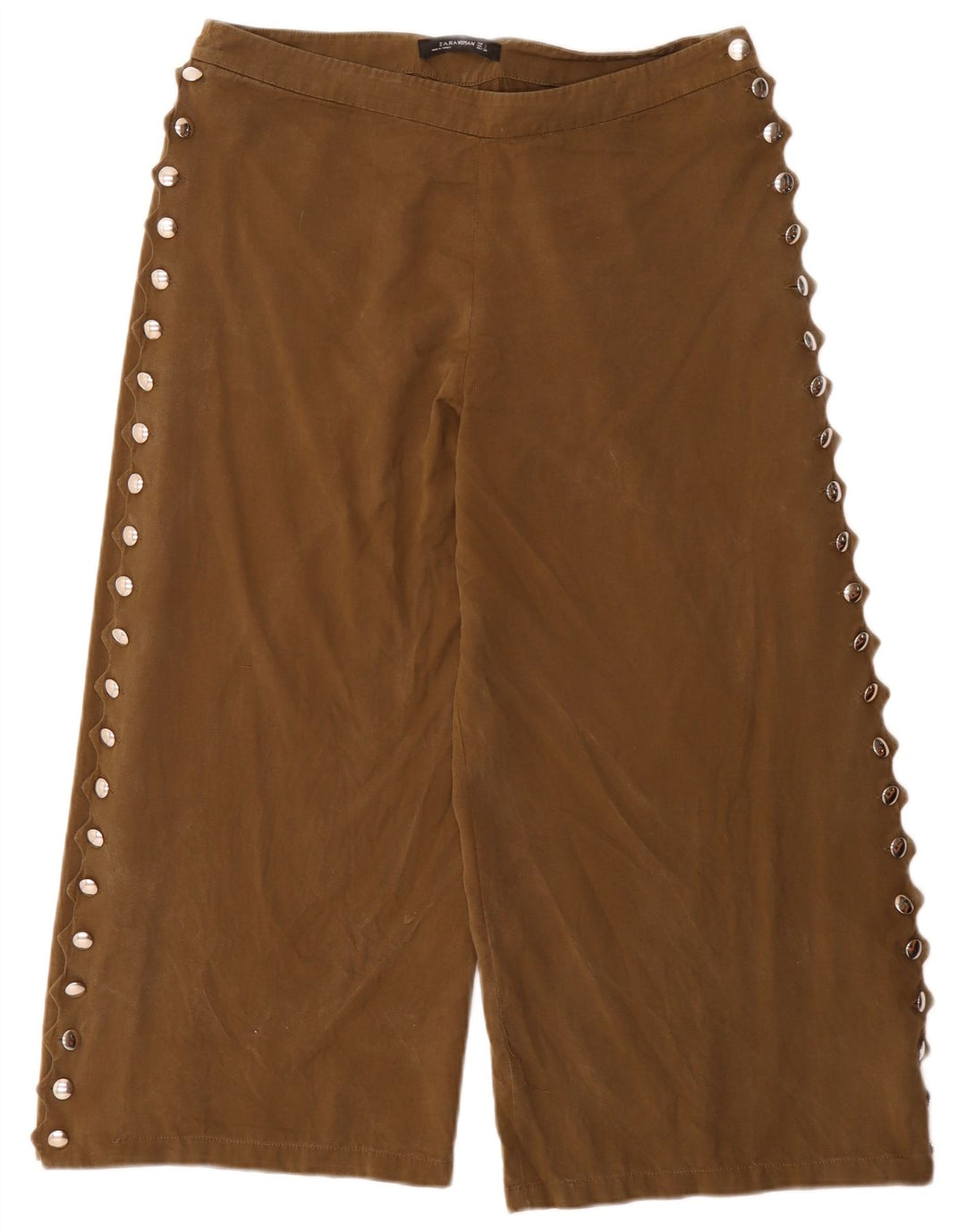 Calça capri feminina Zara grande W32 L24 cáqui