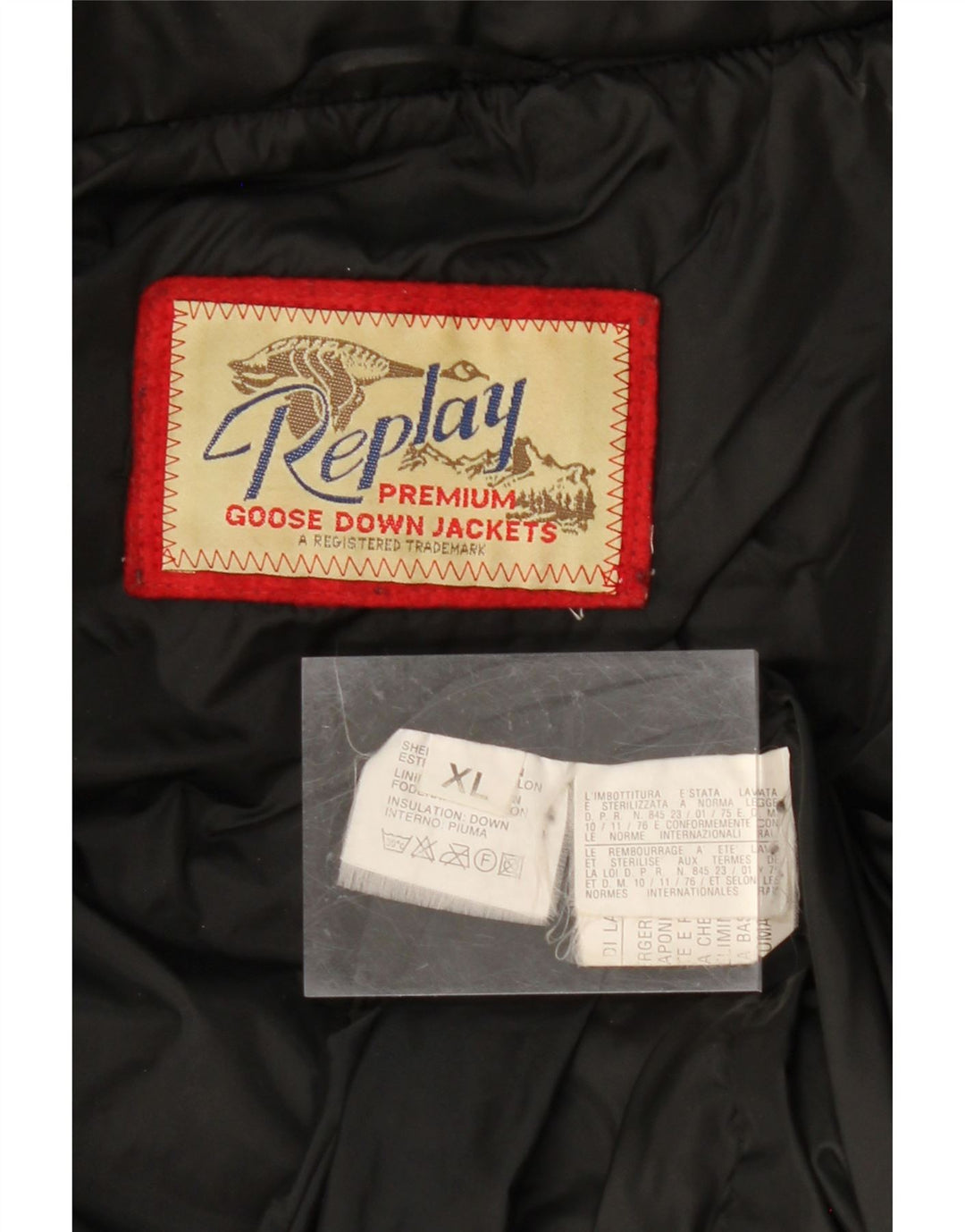 REPLAY Mens Loose Fit Hooded Padded Jacket UK 42 XL Black Nylon Vintage Replay and Second-Hand Replay from Messina Hembry 