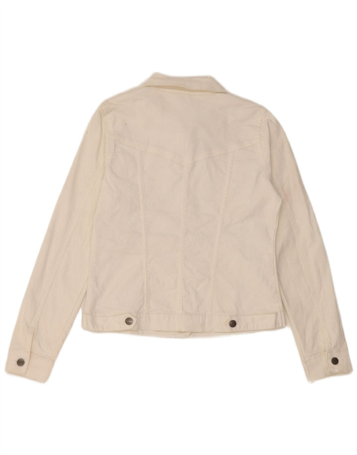 Lee Womens Riders Denim Jacket UK 10 pequeno algodão branco
