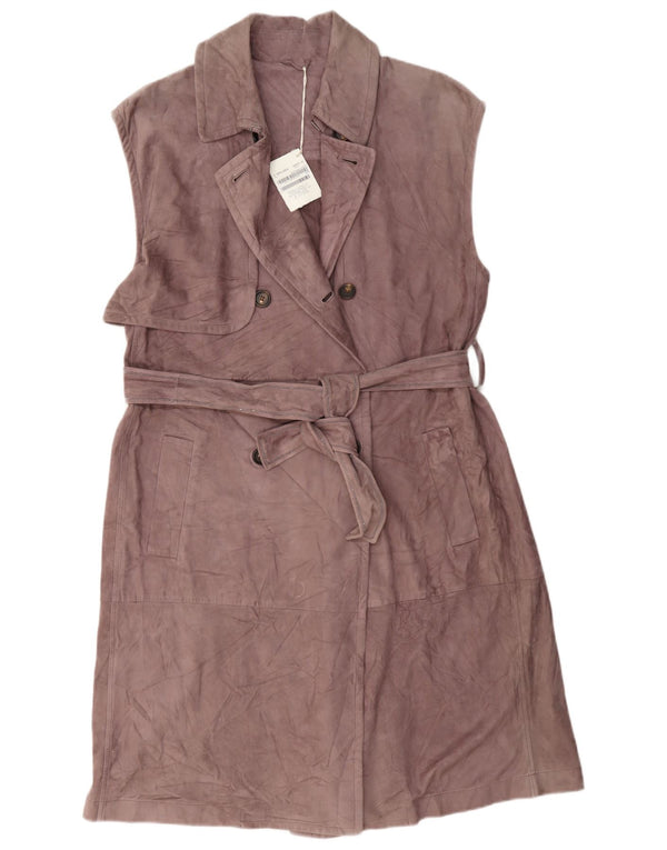 Trench coat feminino de camurça sem mangas Brunello Cucinelli IT 42 marrom médio