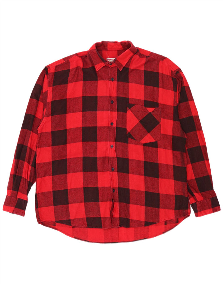 Camisa masculina vintage de flanela XL algodão vermelho guingão
