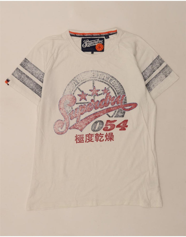 Superdry Mens Graphic T-Shirt Top Grande Algodão Branco