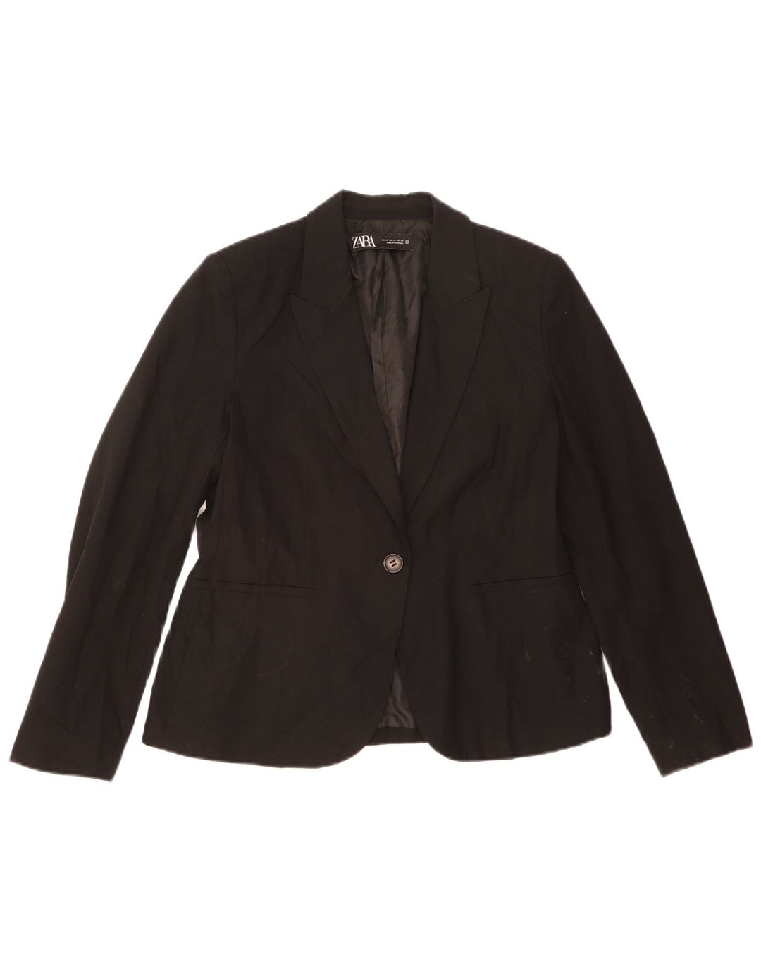 Jaqueta blazer feminina ZARA com 1 botão EU 42 grande poliéster preto
