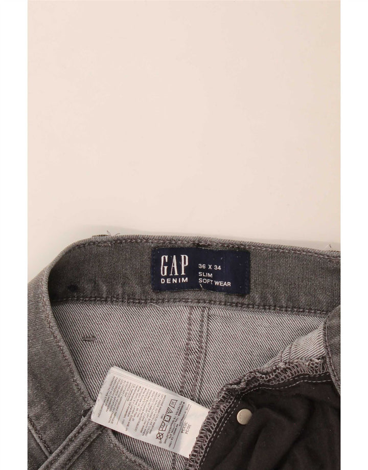 Gap Mens Slim Jeans W36 L34 Cinza Algodão