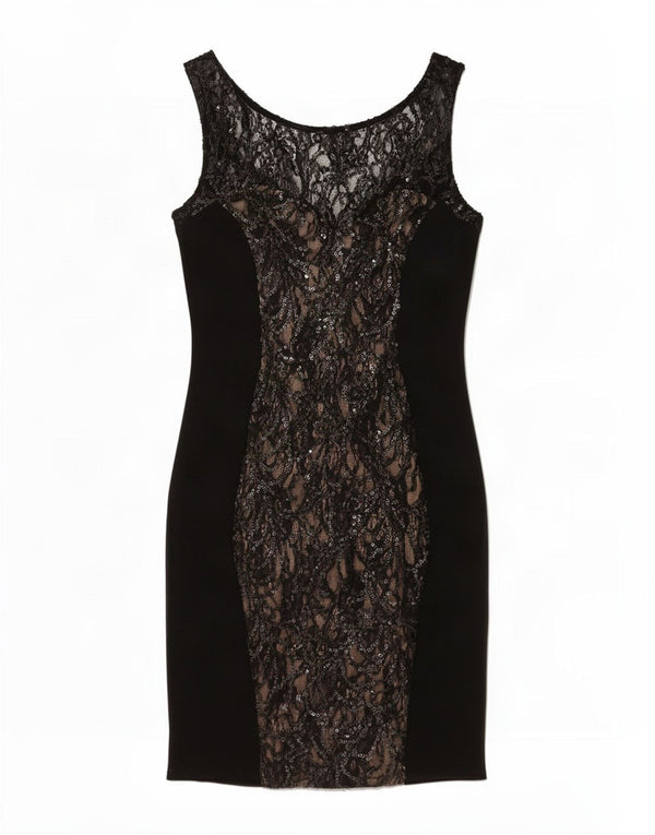 Vestido bodycon feminino sem mangas de renda Warehouse Reino Unido 10 pequeno floral preto