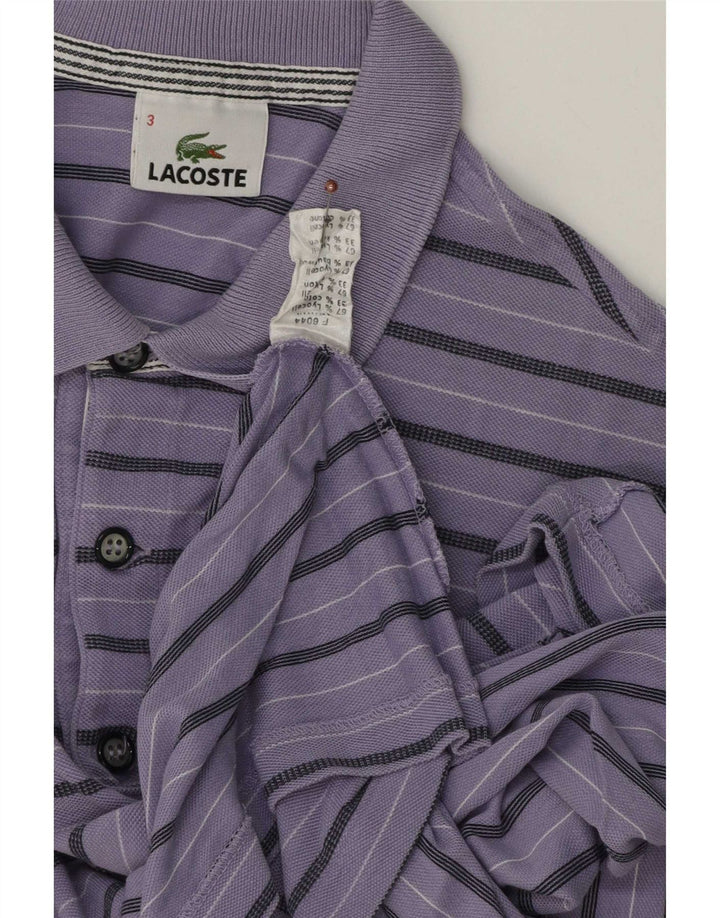 Camisa polo masculina Lacoste tamanho 3 pequena listrada roxa Lyocell