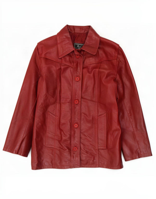 Jaqueta de couro feminina Bayside UK 14 grande Borgonha