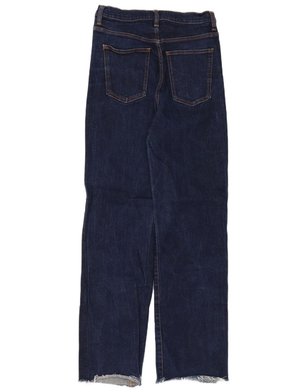 Zara Jeans feminino cintura alta solto UE 38 pequeno W28 L31 azul marinho