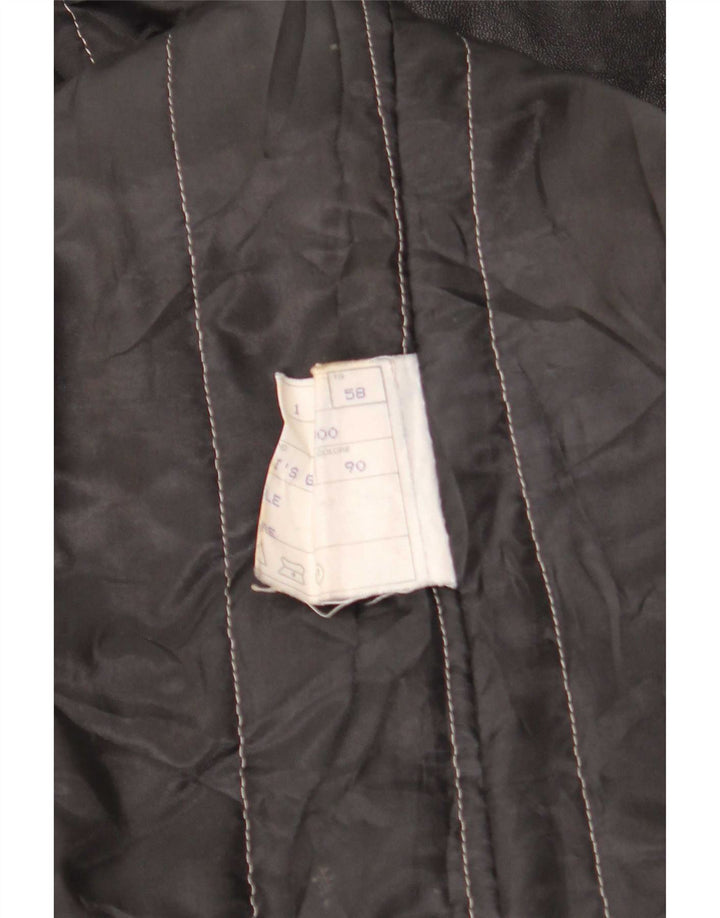 Casaco de couro masculino vintage UK 40 grande preto