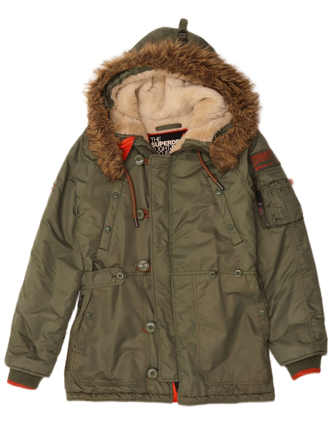 Jaqueta Parka masculina SUPERDRY com capuz Reino Unido 36 Nylon verde pequeno