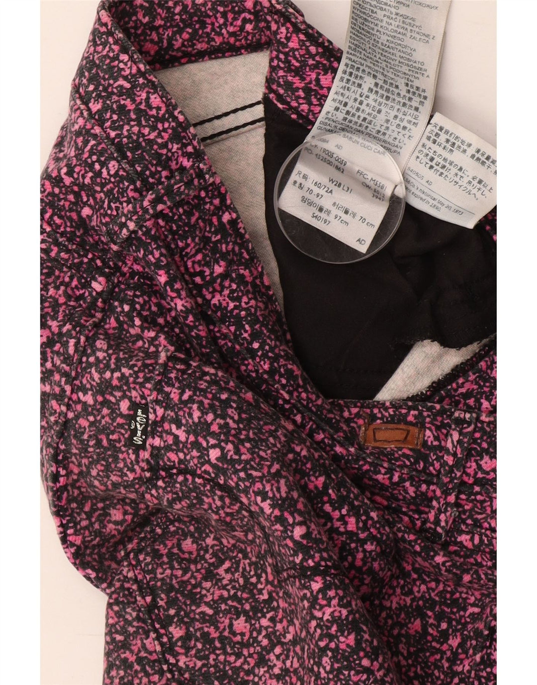 Calça feminina casual skinny LEVI'S W28 L31 algodão manchado rosa