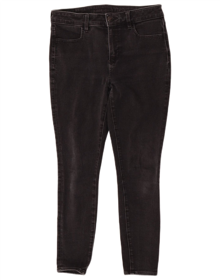 Jeans skinny feminino American Eagle US 8 médio W30 L26 algodão preto