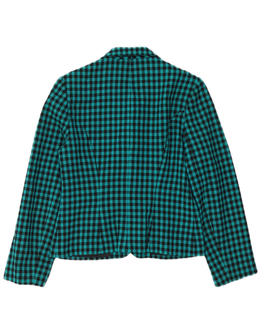 Jaqueta blazer feminina VINTAGE com 7 botões Reino Unido 12 lã de guingão verde médio